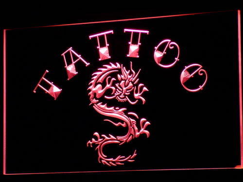 Tattoo Chinese Dragon Ink Open Neon Light Sign